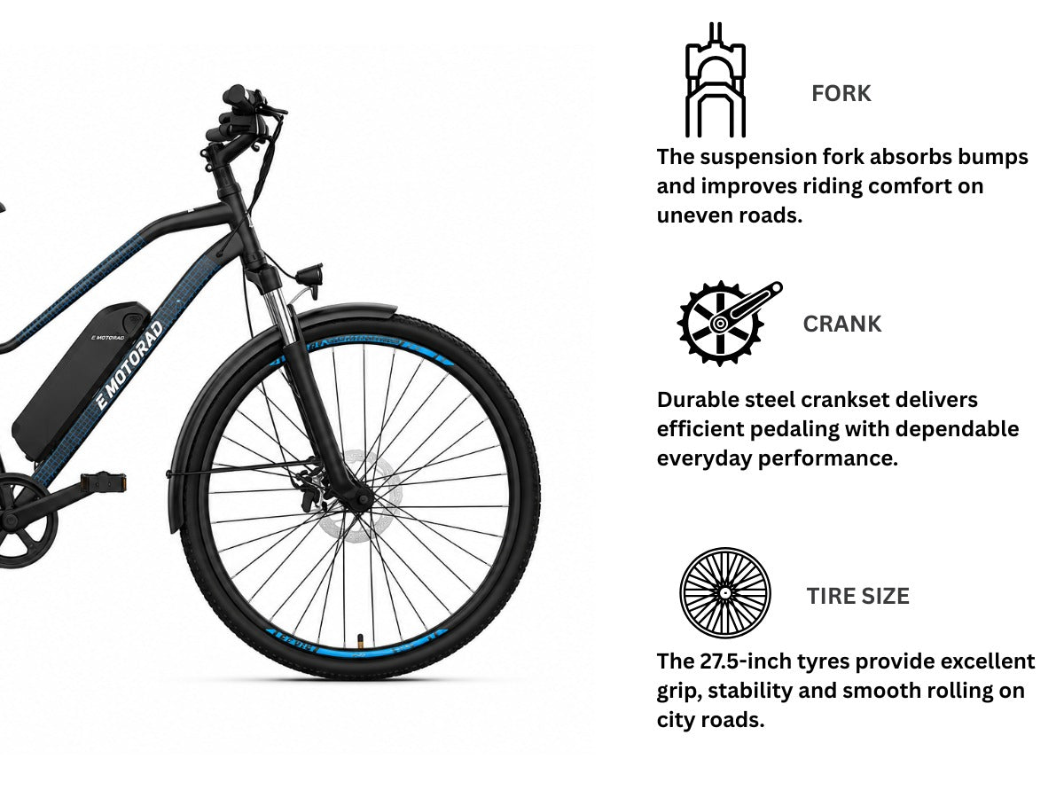 EMotorad 27.5 X2 E-Bicycle With Front Light And Mudguard