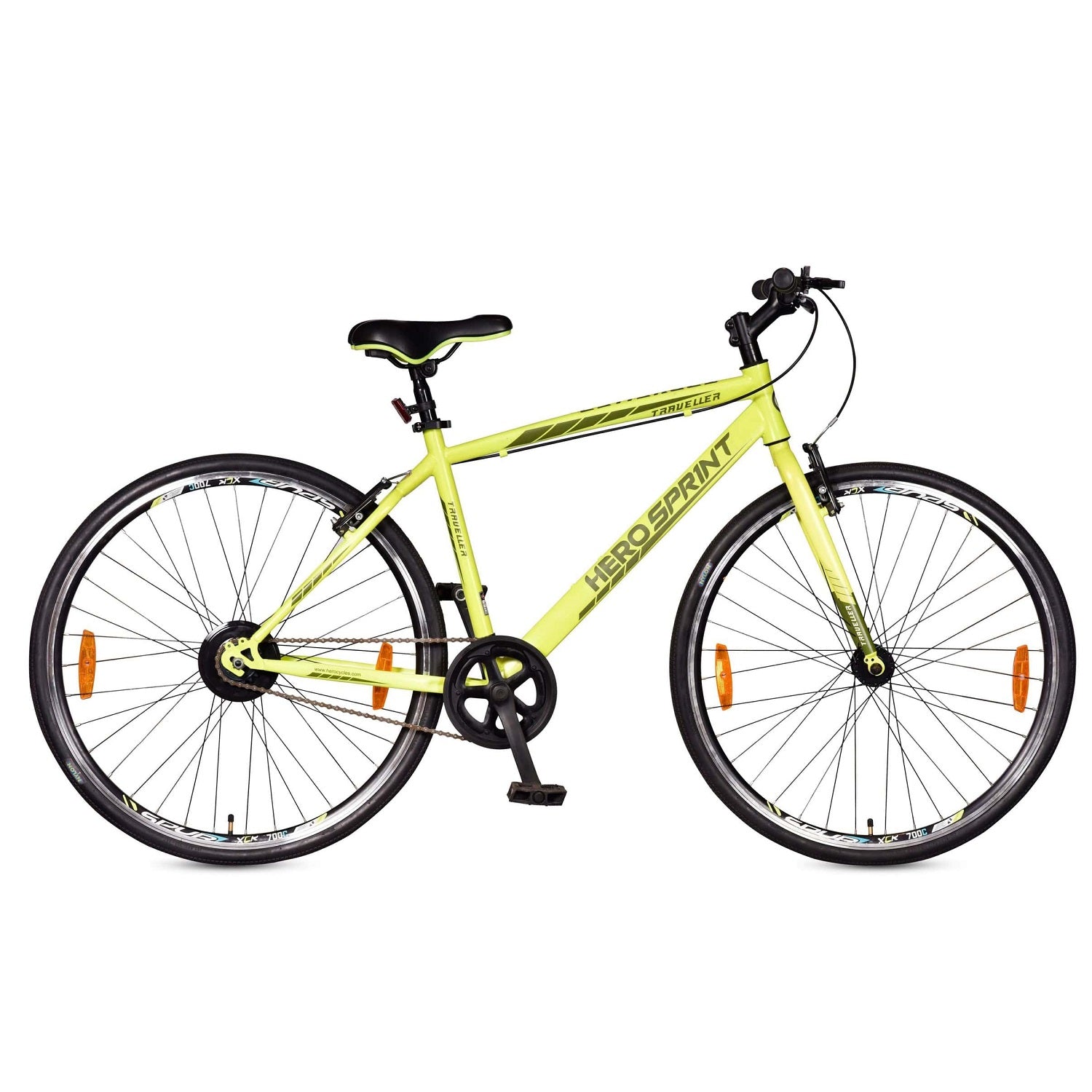 Hero Yellow Traveller 700c Bicycle for 13 years with V brakes