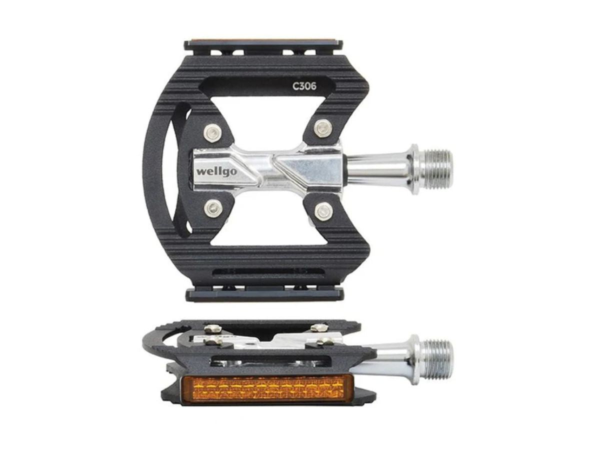 Wellgo C-306 CNC Aluminium Flat Pedal - Black/Silver