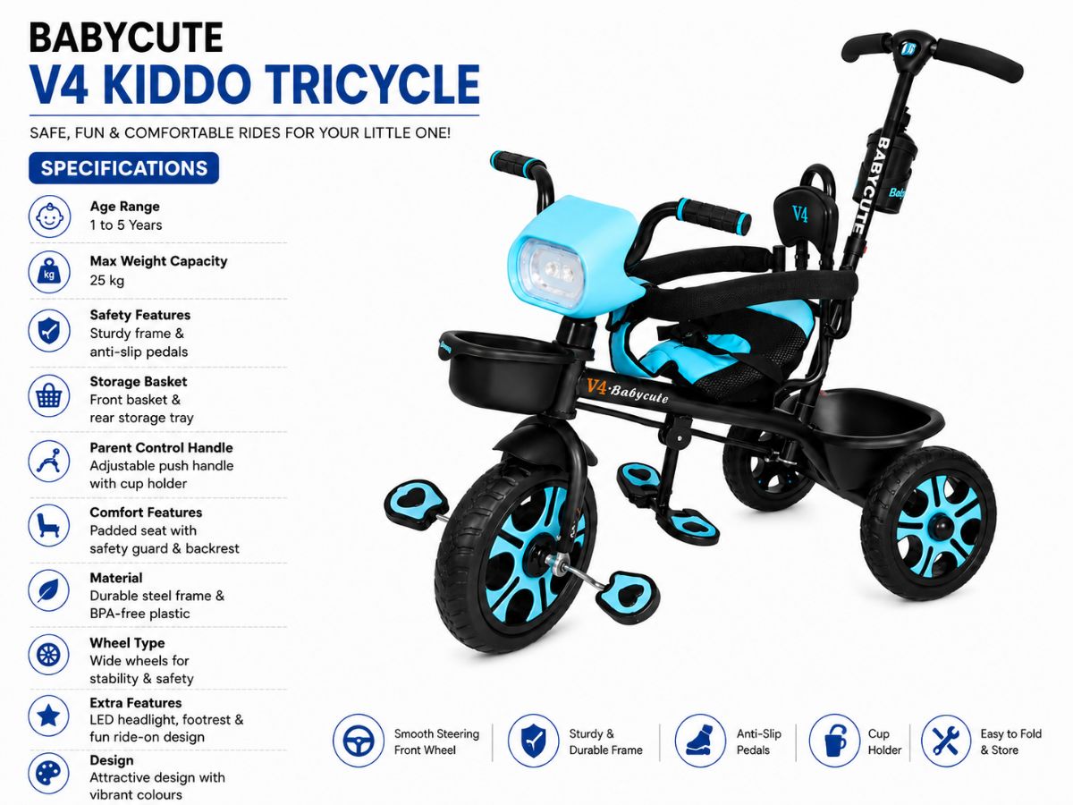 Baby Cute V4 DX With Head Light Navigator Tricycle