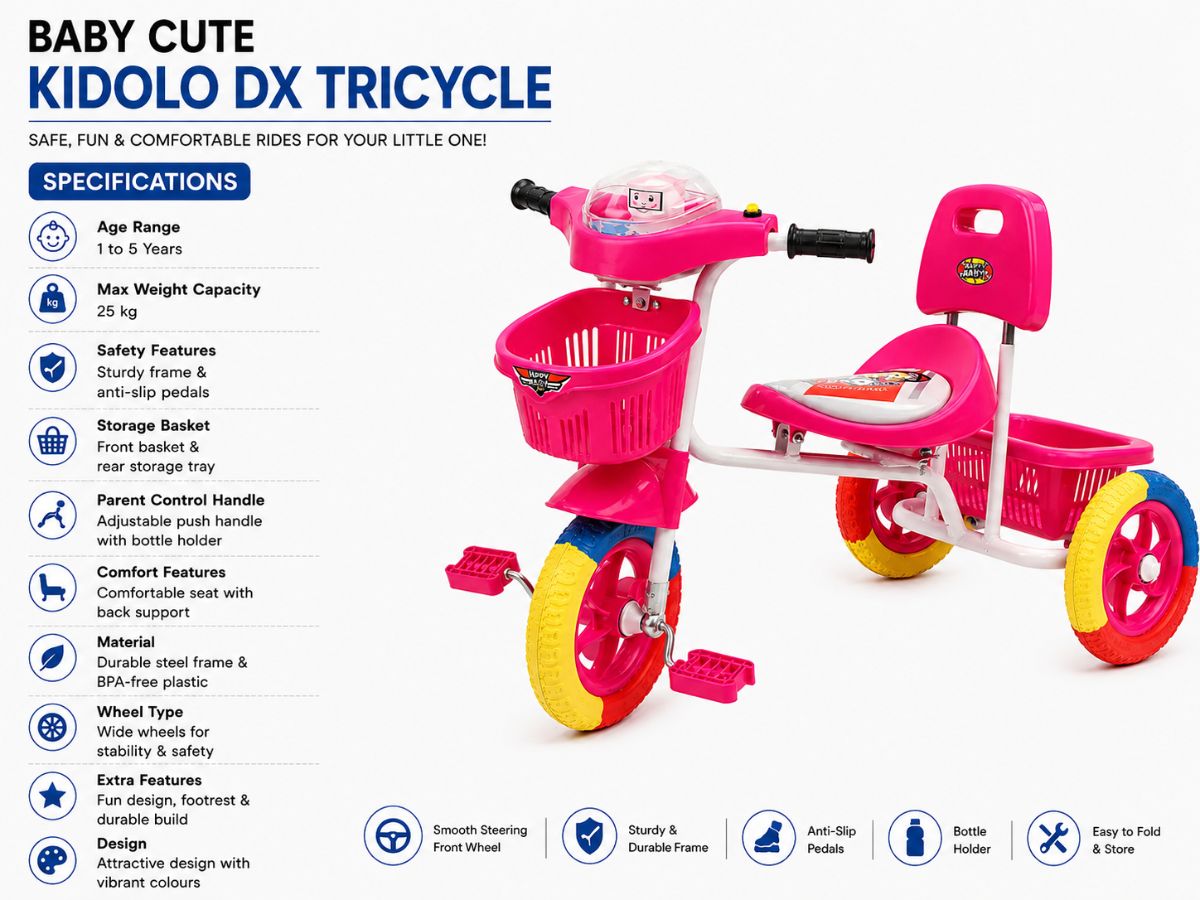 Four Diamonds Little Dolly With Horn Tricycle