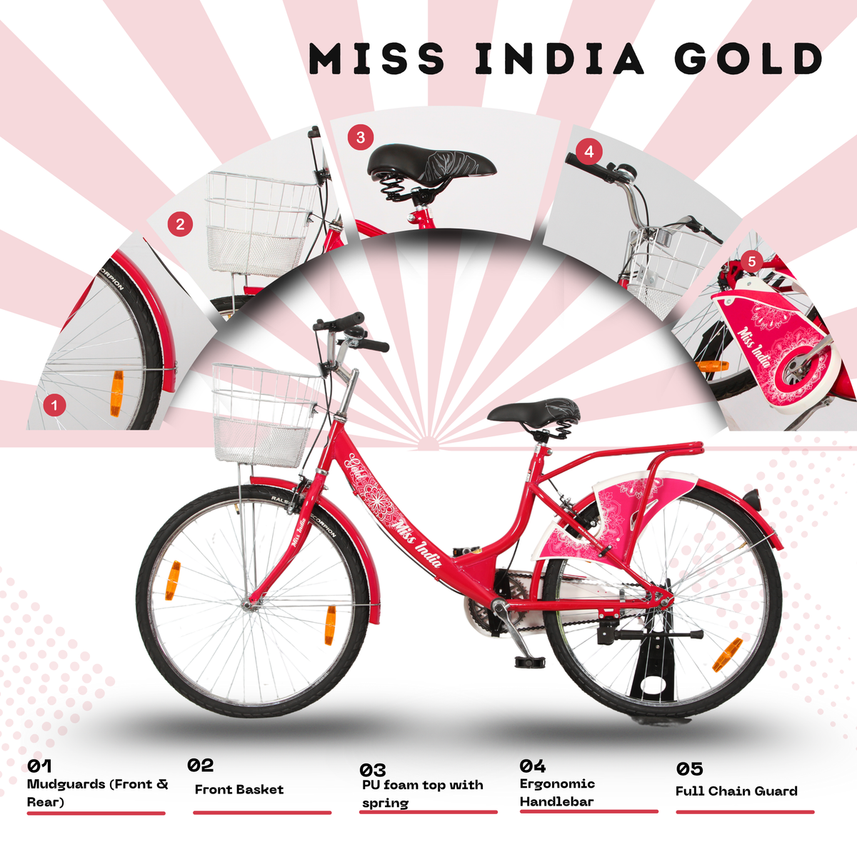 Hero 26 Miss India Gold Ladies Bicycle