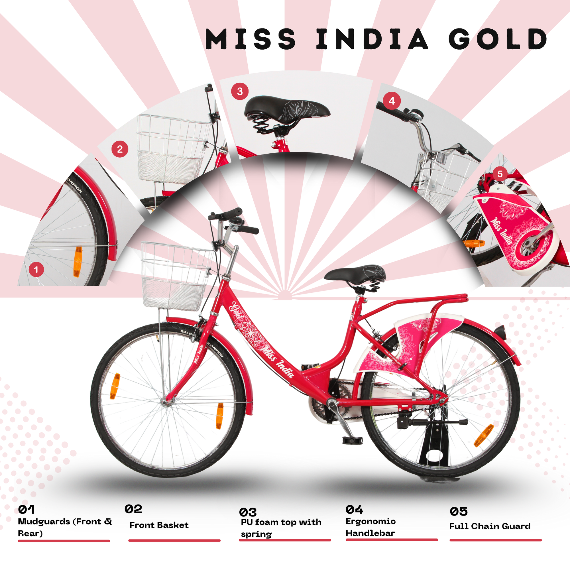 Hero 26 MiSingle Speed India Gold Ladies Bicycle