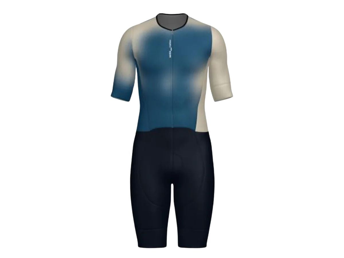 Santini Leaf Long Distance Trisuit (Short Sleeve)-Blue