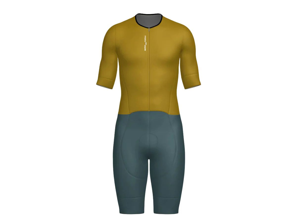 Santini Leaf Long Distance Trisuit (Short Sleeve)-Ochre