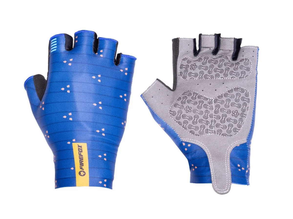 FIREFOX BICYCLE GLOVES (BLU HALF FINGER ,PULL ON)