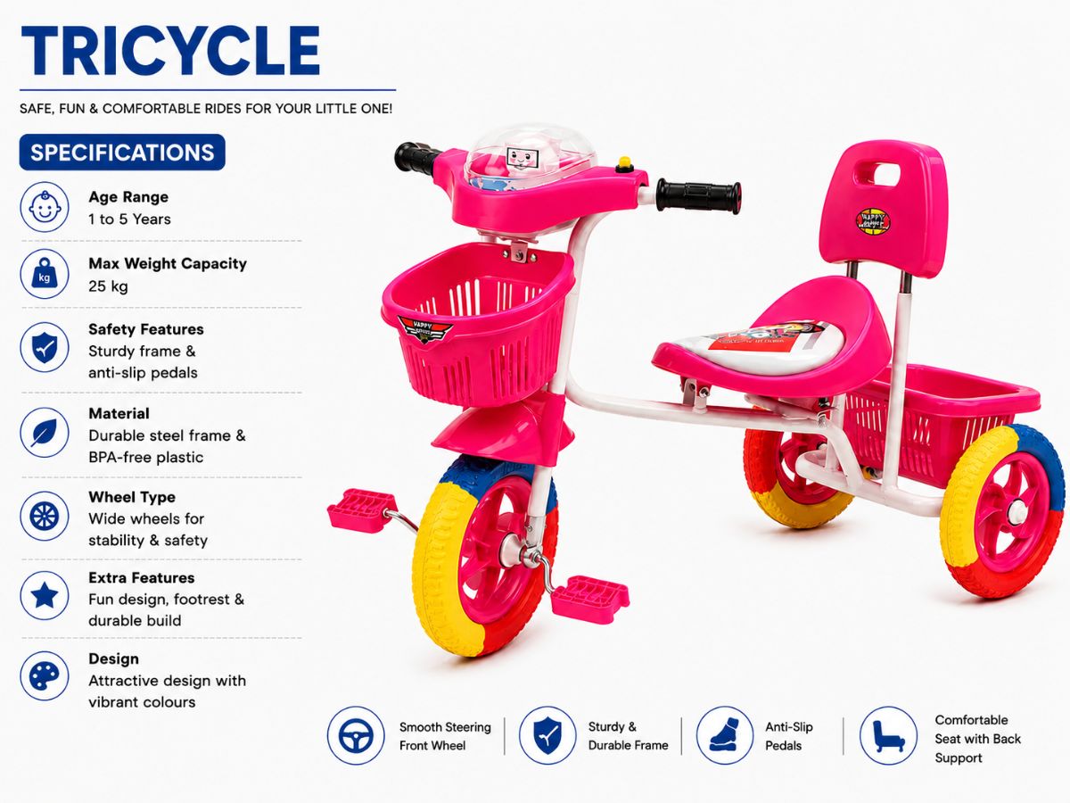 Four Diamonds Little Dolly With Horn Tricycle