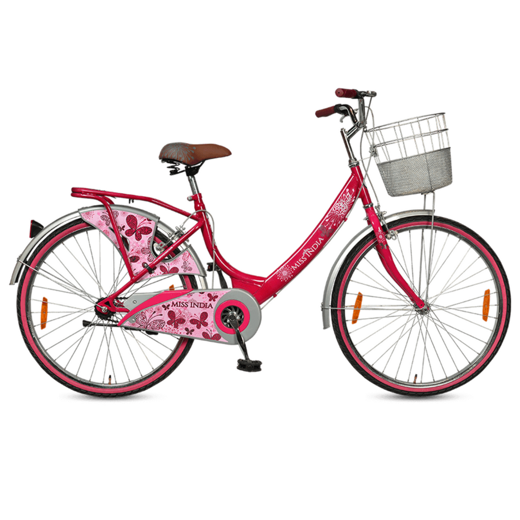 Hero Pink peach Miss India 26T Bicycle for 13+years with carrier and calliper brakes